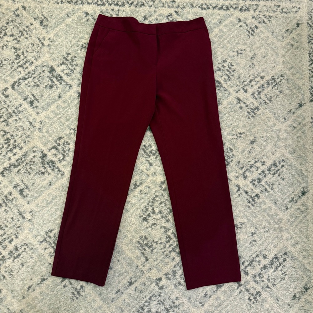 Anne Klein Womens Burgundy Straight Leg Dress Pants Size 10 Wine Trousers